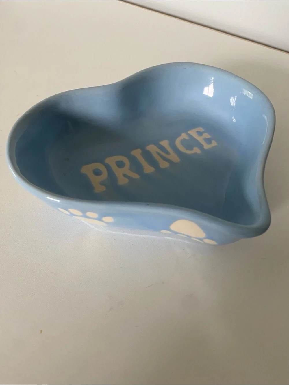 Prince Pet Dish Blue 6” Cat Small Dog Ceramic Food Bowl Ceramic Embossed EUC